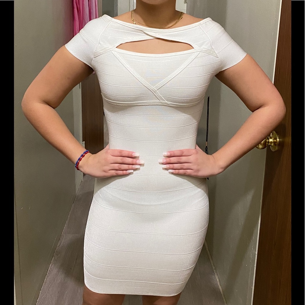 White spandex dress